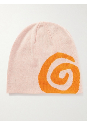 OSTRYA - Swirl Logo-Intarsia Stretch-Knit Beanie - Men - Pink
