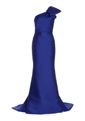 Marchesa - Bow-Detailed Duchess Satin Gown - Blue - US 4 - Moda Operandi