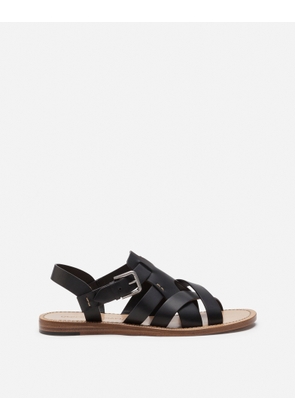 Dolce & Gabbana Calfskin Sandals - Man Sandals And Slides Black 44.5
