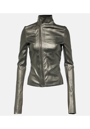 Rick Owens Metallic leather and cotton jacket