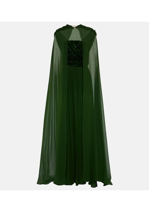 Elie Saab Strapless velvet and silk-blend gown