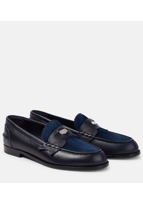 Christian Louboutin Penny suede-trimmed leather loafers
