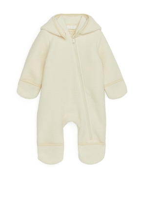 Hooded Pile Overall - Beige