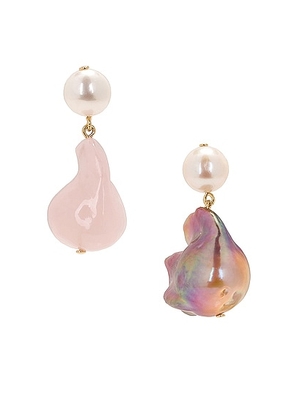 Completedworks Recycled Silver Bio Resin Pearl Earrings in Pink & 18k Gold Plate - Metallic Gold. Size all.