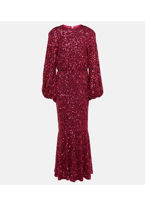 Rotate Sequined puff-sleeve maxi dress
