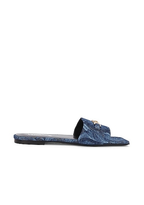 VERSACE Fabric Mule Slides in Blue - Blue. Size 37.5 (also in 36, 36.5, 37, 38, 38.5, 39, 39.5, 40).
