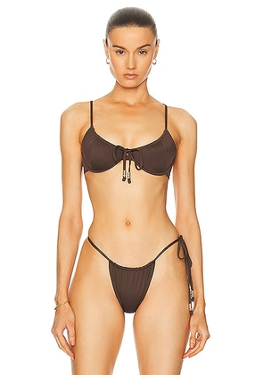 Palm Viper Bikini Top in Chocolate - Chocolate. Size 0/XS (also in 3/L).
