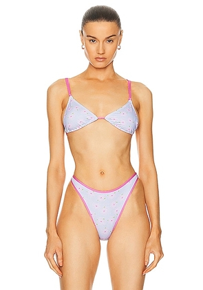 Heavy Manners Double String Bikini Top in Charlot - Baby Blue. Size XS (also in M, S, XL).