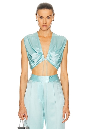 The Sei Draped Crop Top in Baby Blue - Baby Blue. Size 0 (also in 2, 4, 6, 8).