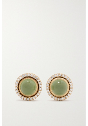 OLE LYNGGAARD COPENHAGEN - Lotus 18-karat Gold, Serpentine And Diamond Earrings - Green - One size