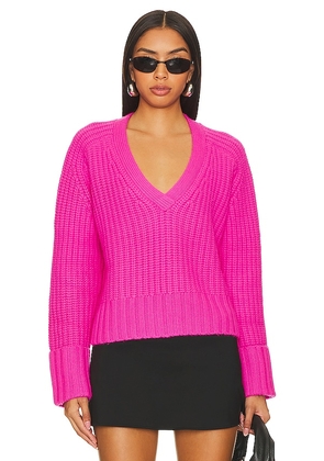 Autumn Cashmere Chunky V-neck Sweater in Pink. Size M, XS.