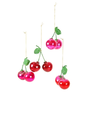 Cody Foster & Co Orchard Cherries Ornament Set Of 4 in Red.
