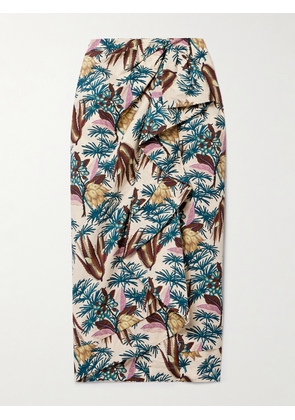 Ulla Johnson - Soraya Wrap-effect Floral-print Cotton-voile Midi Skirt - Multi - US0,US2,US4,US6,US8,US10,US12