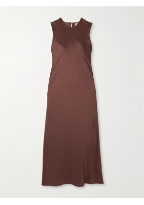 Baserange - Dydine Satin Maxi Dress - Brown - x small,small,medium,large