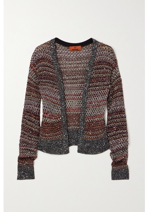 Missoni - Striped Sequined Metallic Crochet-knit Cardigan - Gray - x small,small,medium,large,x large