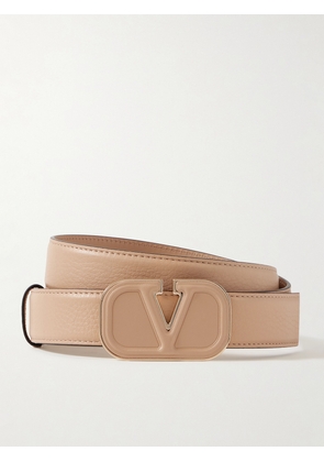 Valentino Garavani - Vlogo Textured-leather Belt - Neutrals - 65,70,75,80,85,90,95