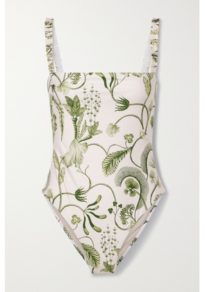 Agua by Agua Bendita - + Net Sustain Limon Habitat Floral-print Recycled Swimsuit - White - x small,small,medium,large,x large
