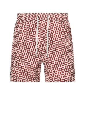 onia Charles 5 Triangle Geo Swim Short in Red. Size M, S.