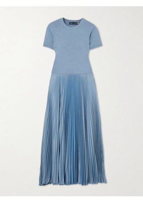 Polo Ralph Lauren - Pleated Wool-blend Midi Dress - Blue - xx small,x small,small,medium,large,x large,xx large