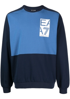 Ea7 Emporio Armani graphic-print long-sleeved cotton sweatshirt - Blue