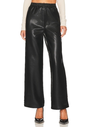 The Range Faux Leather Wide Leg Pant in Black. Size M.