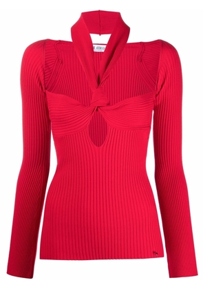 The Attico cut-out halterneck knitted top - Red