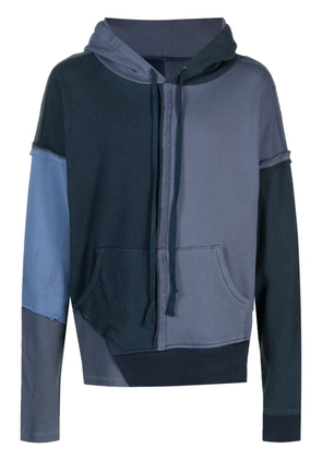 Greg Lauren tonal panelled hoodie - Blue