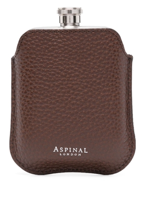Aspinal Of London logo-stamp leather hip flask - Brown
