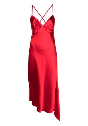Nº21 asymmetric midi satin slip dress - Red