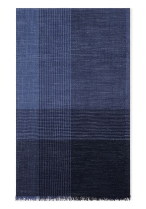 Brunello Cucinelli check-pattern silk-blend scarf - Blue