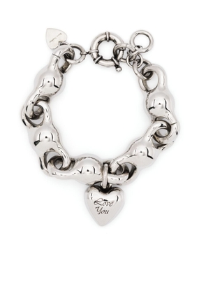 Acne Studios Heart-charm chunky bracelet - Silver