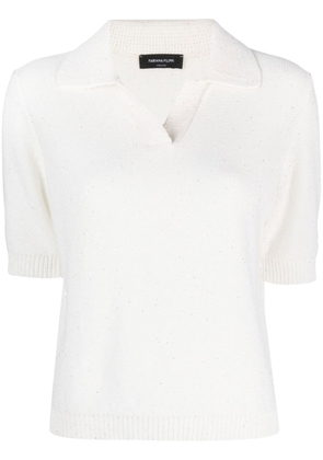 Fabiana Filippi sequin-embellished knitted polo top - White
