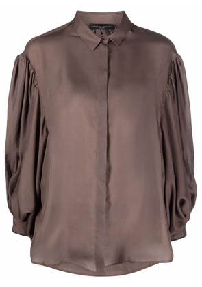 Fabiana Filippi puff-sleeve silk blouse - Brown
