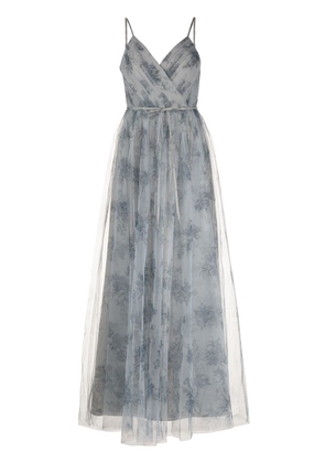 Marchesa Notte Bridesmaids Tivoli floral-print wrap gown - Blue
