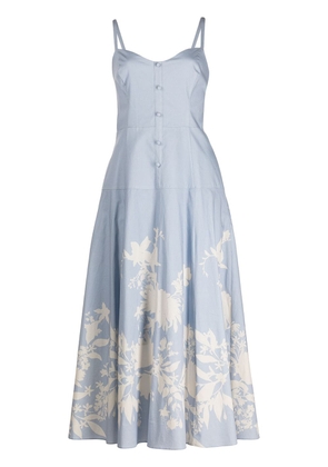 Marchesa Notte floral-print sleeveless gown - Blue