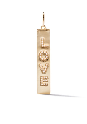AS29 18kt yellow gold pave diamond Love vertical tag pendant