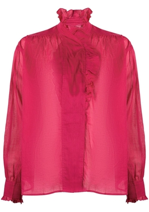 MARANT ÉTOILE ruffle-trim organic-cotton blouse - Pink
