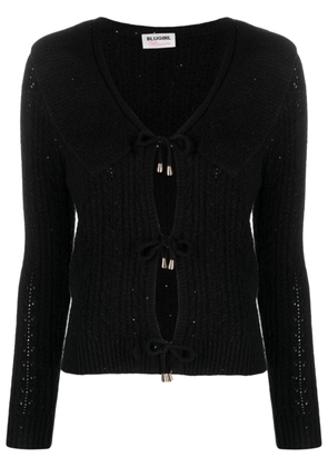 Blugirl sequin-embellished cable-knit lace-up cardigan - Black