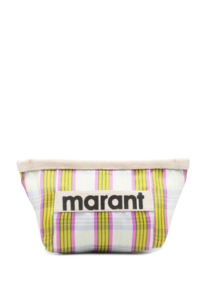 ISABEL MARANT Powden logo-print clutch bag - Pink