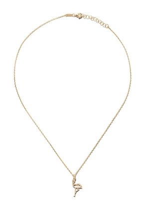AS29 14kt yellow gold diamond Flamingo necklace