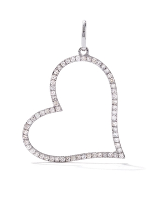 AS29 18kt white gold pave diamond Open Heart pendant - Silver