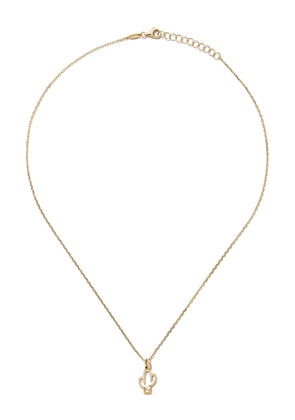 AS29 14kt yellow gold diamond Cactus necklace