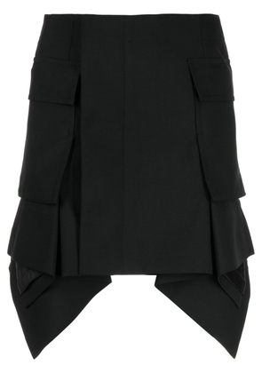 sacai draped high-waist miniskirt - Black