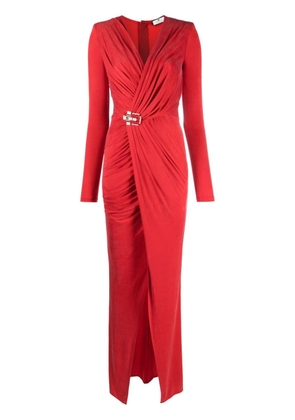 Elisabetta Franchi draped V-neck maxi dress - Red