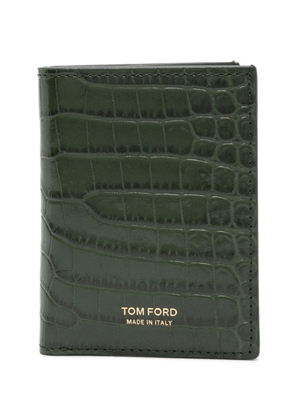 TOM FORD embossed-crocodile bi-fold wallet - Green