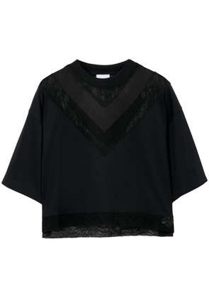 Burberry lace-panel cotton cropped top - Black