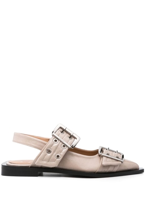 GANNI buckled faux-leather sandals - Neutrals