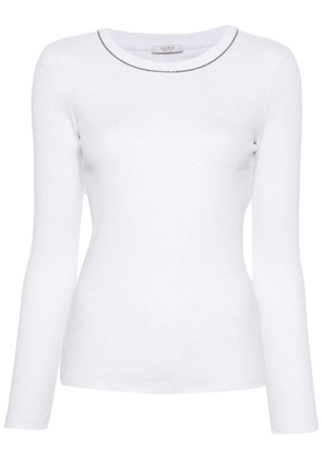 Peserico crystal-embellished fine ribbed T-shirt - Neutrals