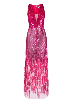 Elisabetta Franchi embellished V-neck gown - Pink