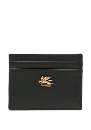 ETRO Pegaso-plaque leather cardholder - Black